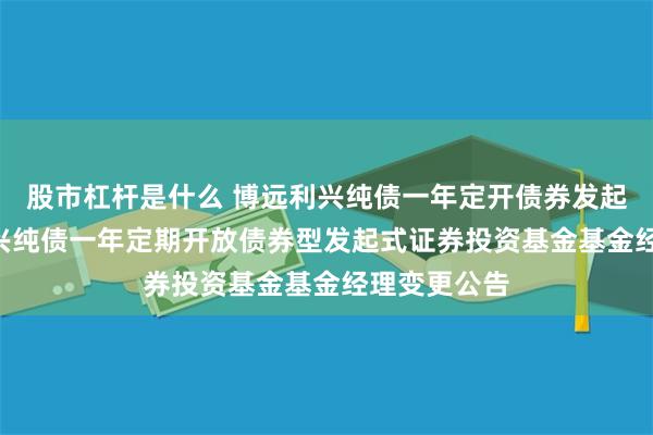 股市杠杆是什么 博远利兴纯债一年定开债券发起式: 博远利兴纯债一年定期开放债券型发起式证券投资基金基金经理变更公告