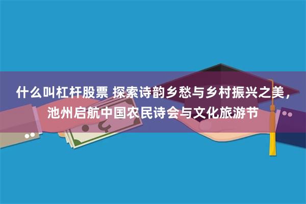 什么叫杠杆股票 探索诗韵乡愁与乡村振兴之美，池州启航中国农民诗会与文化旅游节